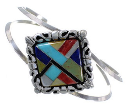 Multicolor Genuine Sterling Silver Cuff Bracelet EX29355