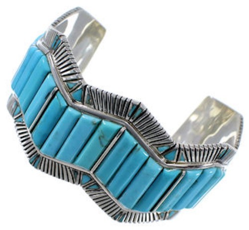 Genuine Sterling Silver Turquoise Southwest Cuff Bracelet EX29371