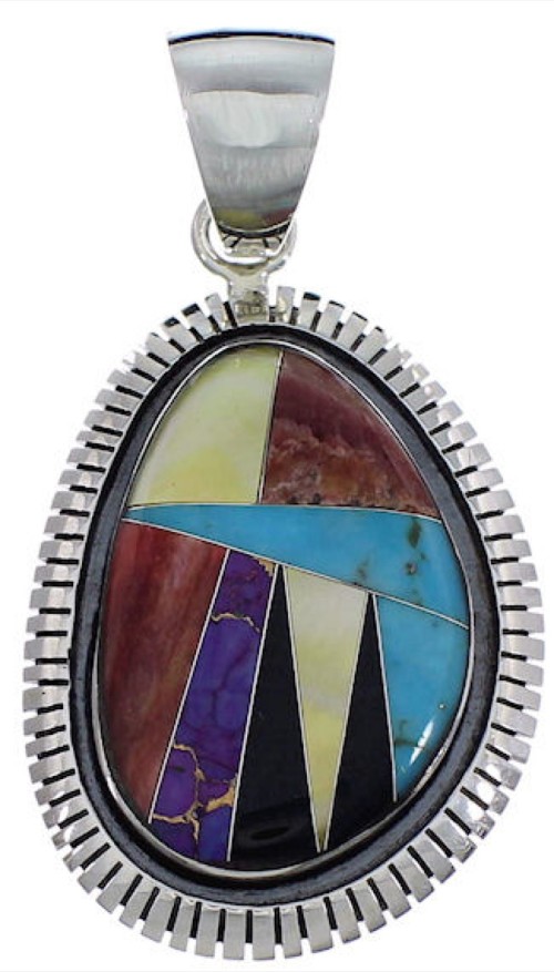 Multicolor Southwestern Silver Pendant PX29248