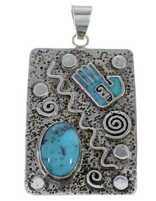 Turquoise Hand And Silver Jewelry Pendant PX29703