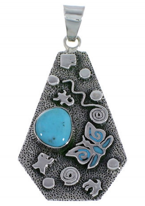 Silver Turquoise Butterfly And Hand Pendant Jewelry PX29707