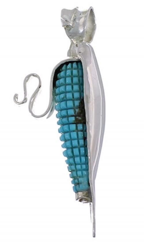 Southwestern Turquoise Genuine Sterling Silver Corn Pendant PX29709