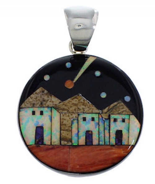 Silver Native American Design Multicolor Jewelry Pendant PX29741