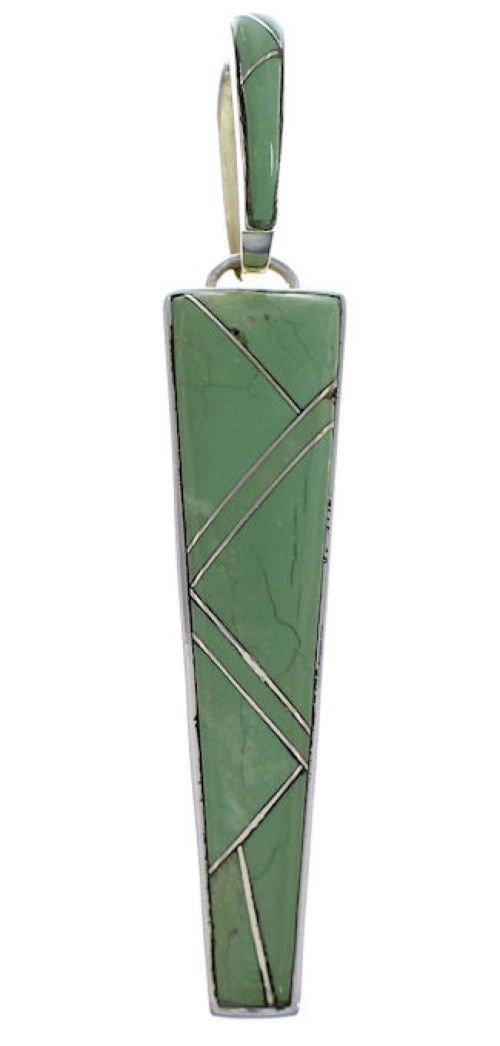 Southwestern Turquoise Inlay Sterling Silver Pendant Jewelry PX29726