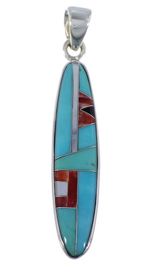 Southwest Multicolor Inlay Sterling Silver Pendant FX31594