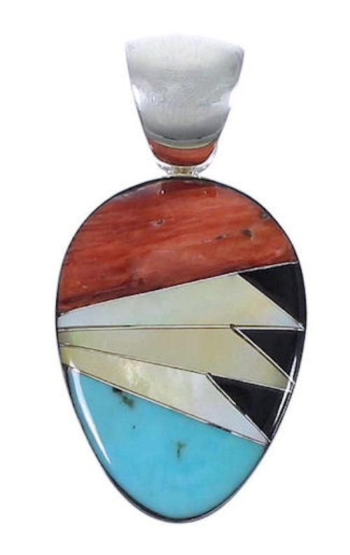 Multicolor Authentic Sterling Silver Southwest Pendant PX29882