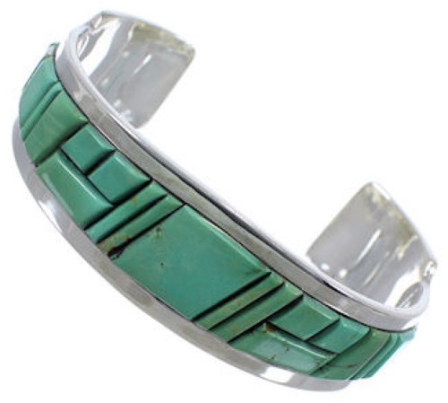Sterling Silver Turquoise Inlay Southwestern Cuff Bracelet CX49923