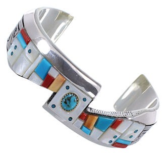 Multicolor Sterling Silver Southwest Bracelet TX40566