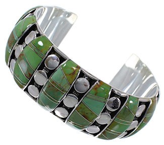 Genuine Sterling Silver Turquoise Well-Built Cuff Bracelet TX40592