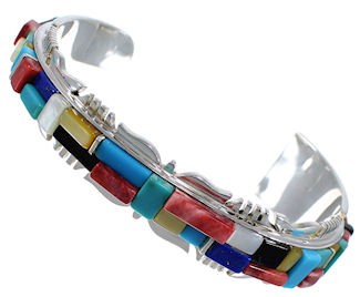 Southwest Sterling Silver Multicolor Bracelet TX40658