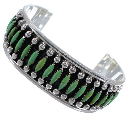 Silver Turquoise Southwest Needlepoint Cuff Bracelet Jewelry CX47700