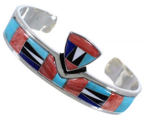 Sterling Silver Turquoise Multicolor Cuff Bracelet Jewelry HS29075 