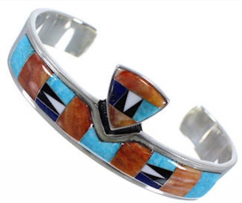 Turquoise And Multicolor Inlay Silver Cuff Bracelet Jewelry NS33252 