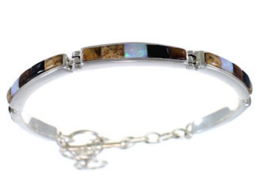 Tiger Eye Opal Multicolor Whiterock Link Bracelet Jewelry HS17535