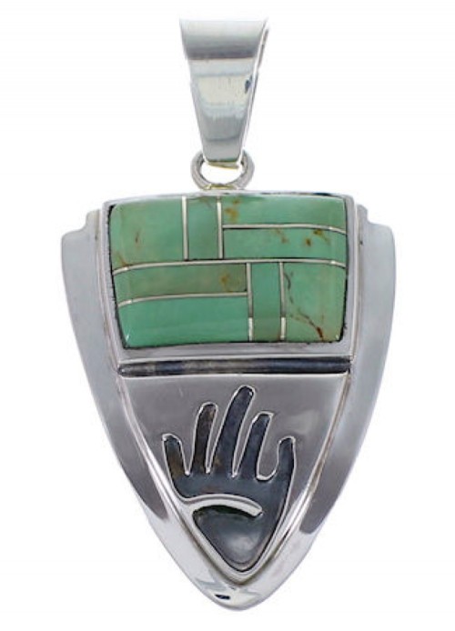 Southwestern Hand Turquoise Silver Pendant AX49351