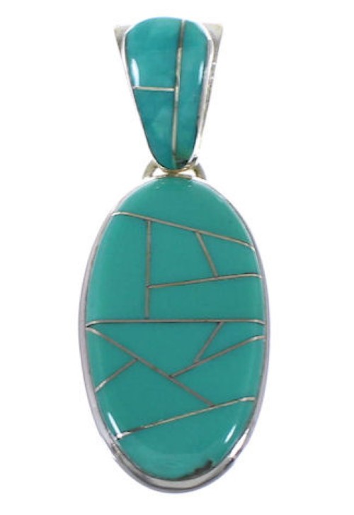 Turquoise Inlay Silver Pendant AX49354