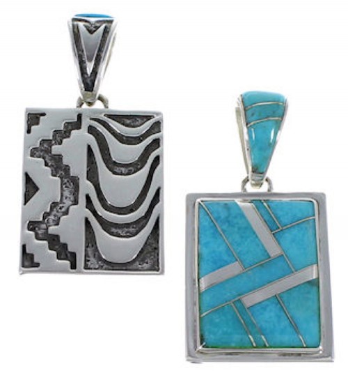 Turquoise Silver Reversible Pendant AX49431