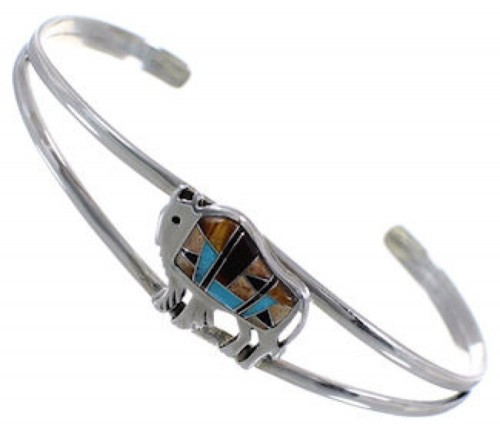 Turquoise Tiger Eye Multicolor Silver Buffalo Cuff Bracelet HS29919