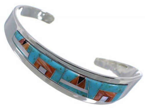 Multicolor Jewelry Sterling Silver Southwest Cuff Bracelet EX30398