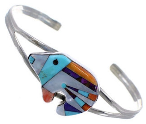 Sterling Silver Oyster Shell Multicolor Bear Cuff Bracelet RS41549