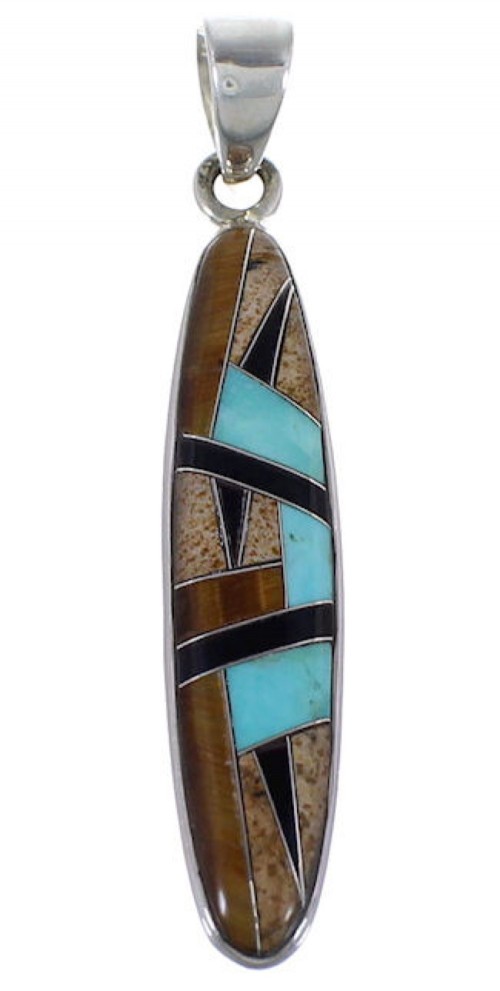 Sterling Silver Turquoise Multicolor Jewelry Slide Pendant DS39415