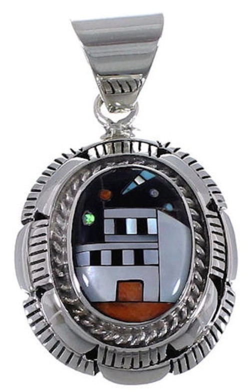 Multicolor Sterling Silver Native American Design Pendant DS45934