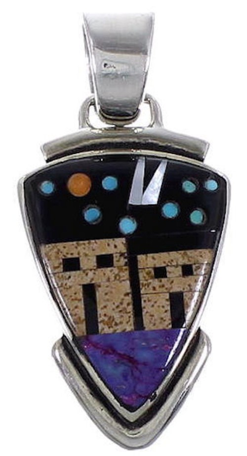 Silver Jewelry Native American Design Multicolor Pendant HS41080