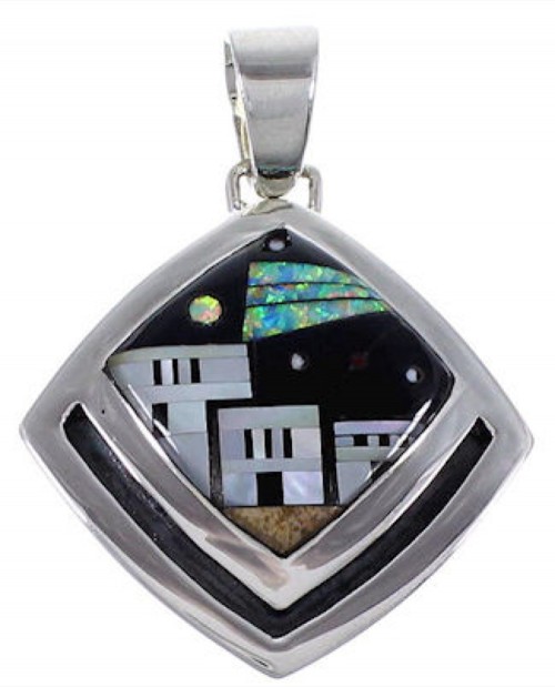 Multicolor Native American Village Design Pendant Jewlelry NS51404