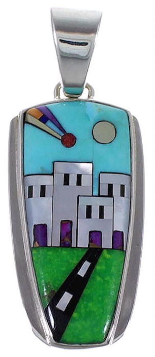 Sterling Silver Multicolor Native American Design Pendant HS41129