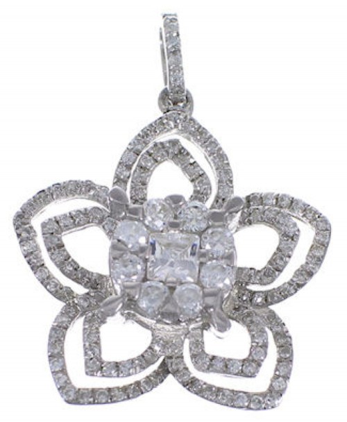 Sterling Silver And Cubic Zirconia Flower Pendant  NS55971