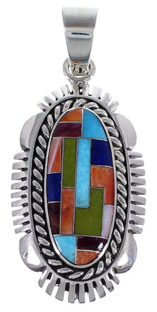 Sterling Silver Turquoise Multicolor Slide Pendant Jewelry HS28128 