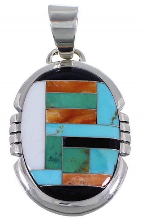 Sterling Silver Turquoise Multicolor Jewelry Slide Pendant DS39474