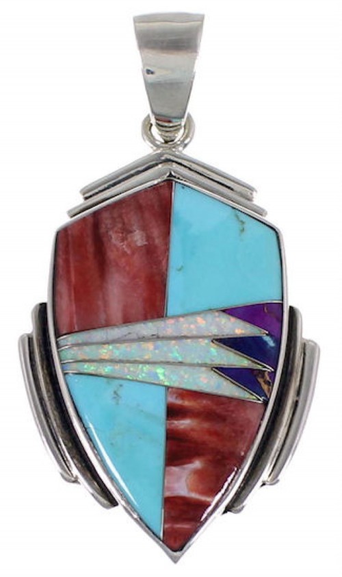 Sterling Silver Jewelry Multicolor And Opal Slide Pendant RS40098