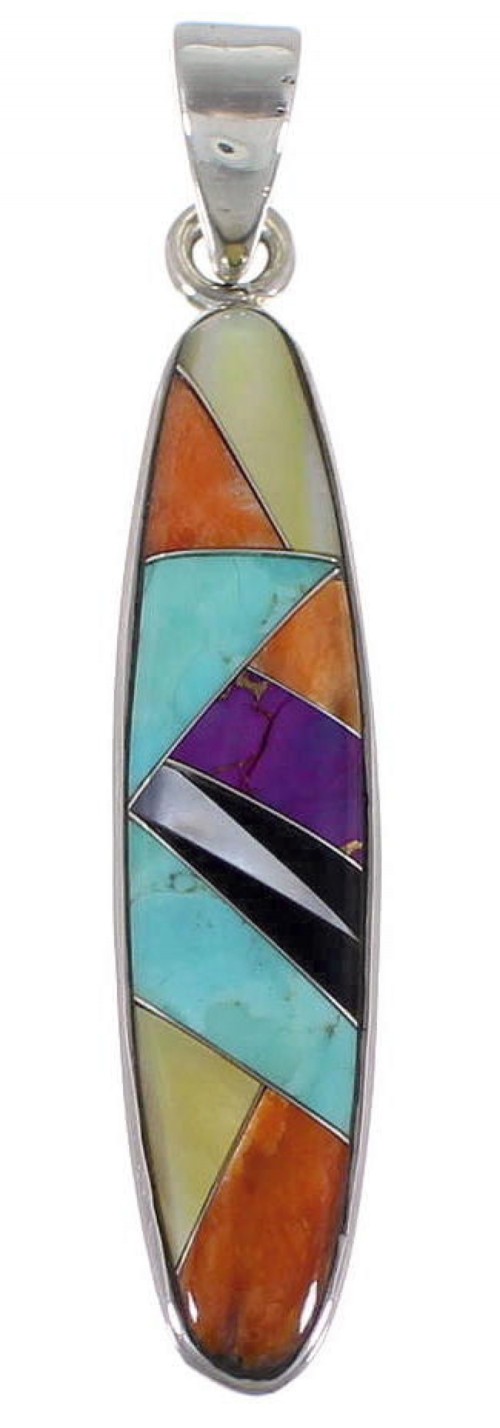 Turquoise And Multicolor Inlay Sterling Silver Pendant DS39445