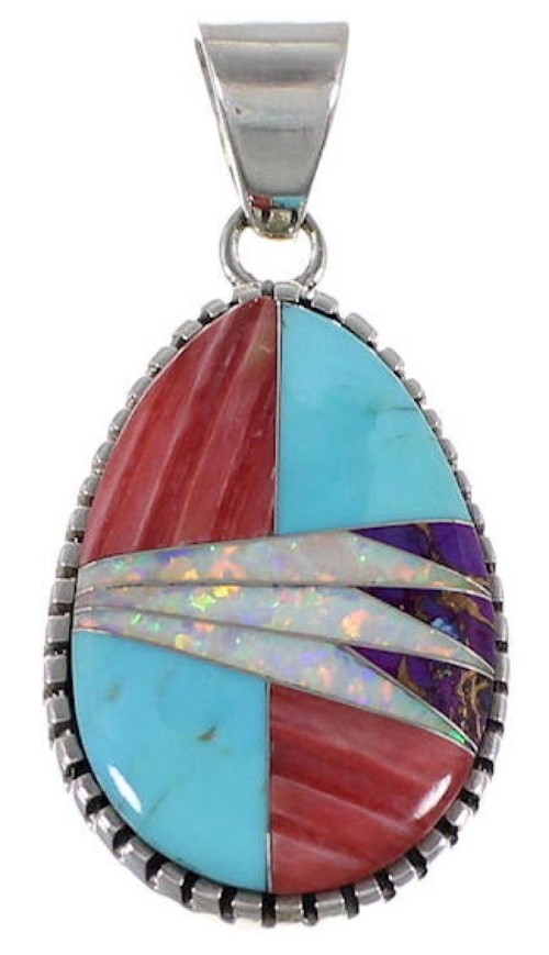 Sterling Silver Multicolor Turquoise Slide Pendant Jewelry RS40075