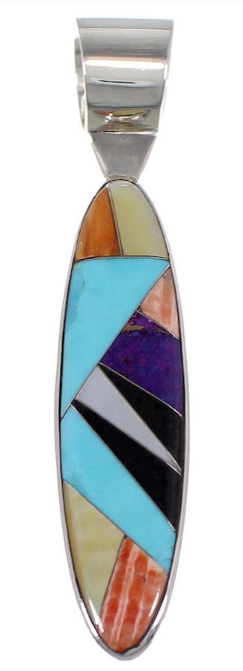 Multicolor Inlay Jewelry Genuine Sterling Silver Pendant NS51422