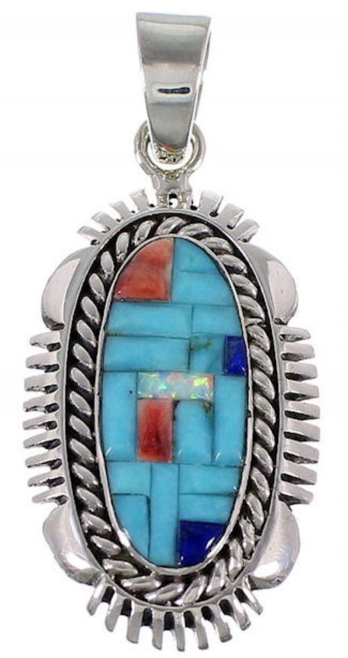 Turquoise Multicolor Sterling Silver Slide Pendant Jewelry HS28135 