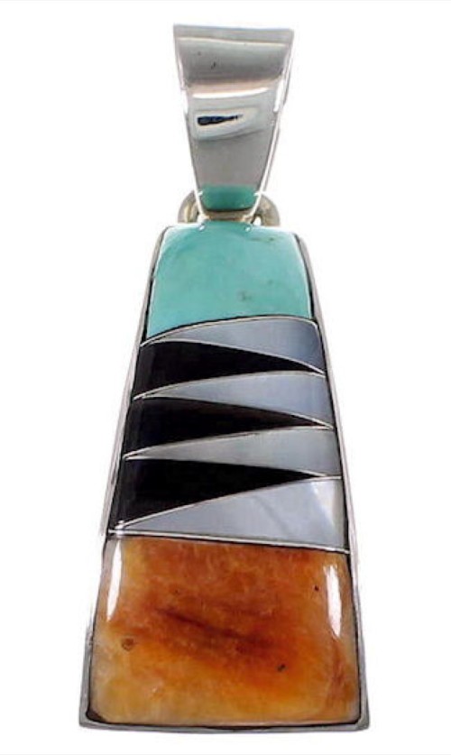 Sterling Silver Turquoise And Multicolor Inlay Pendant RS39509