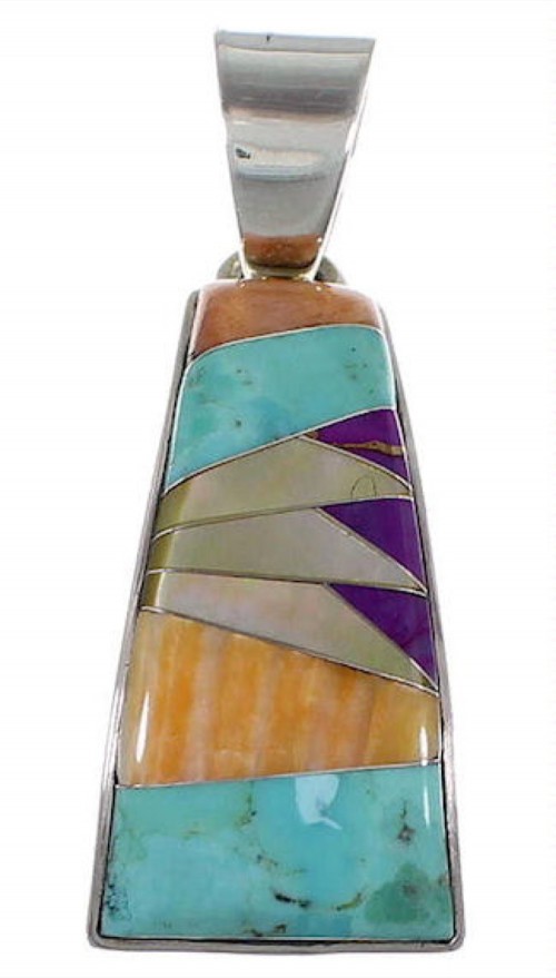 Multicolor Turquoise Jewelry Sterling Silver Slide Pendant RS39492 