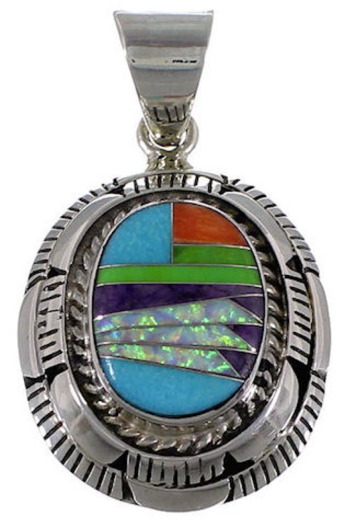 Multicolor And Genuine Sterling Silver Slide Pendant AS34505