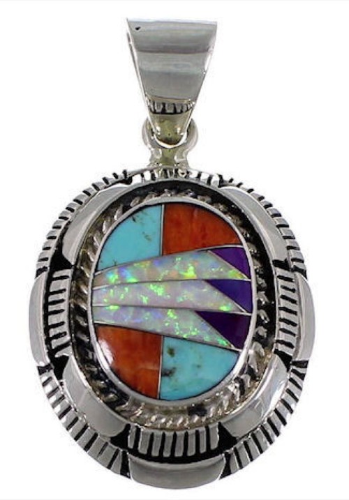 Silver Turquoise And Multicolor Jewelry Pendant AS34500