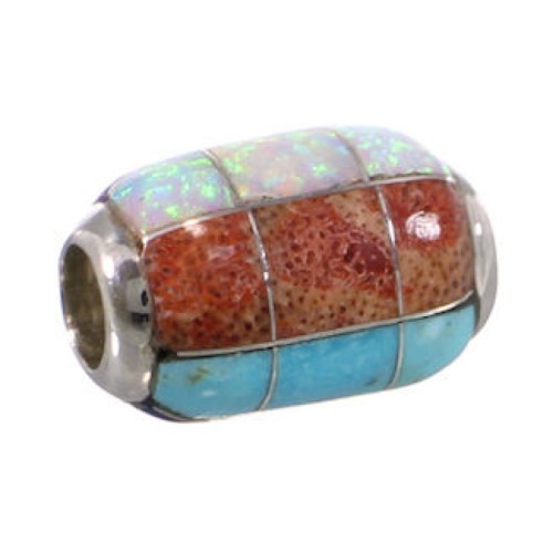 Turquoise And Multicolor Sterling Silver Bead Pendant AS32387