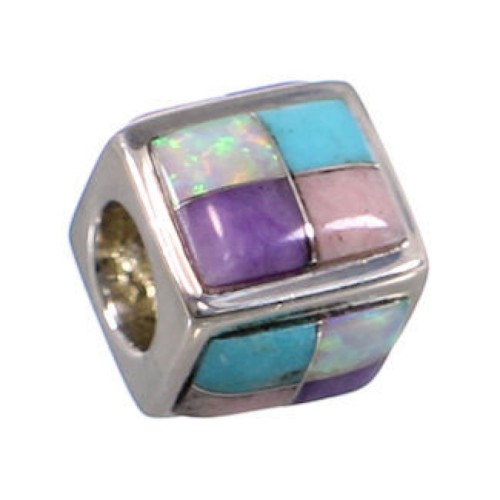 Turquoise And Multicolor Sterling Silver Bead Pendant AS32425