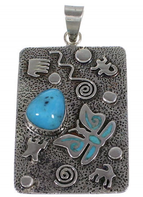 Sterling Silver And Turquoise Butterfly Pendant HS54817 