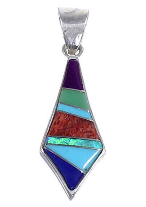 Multicolor Inlay Jewelry Sterling Silver Pendant NS44237