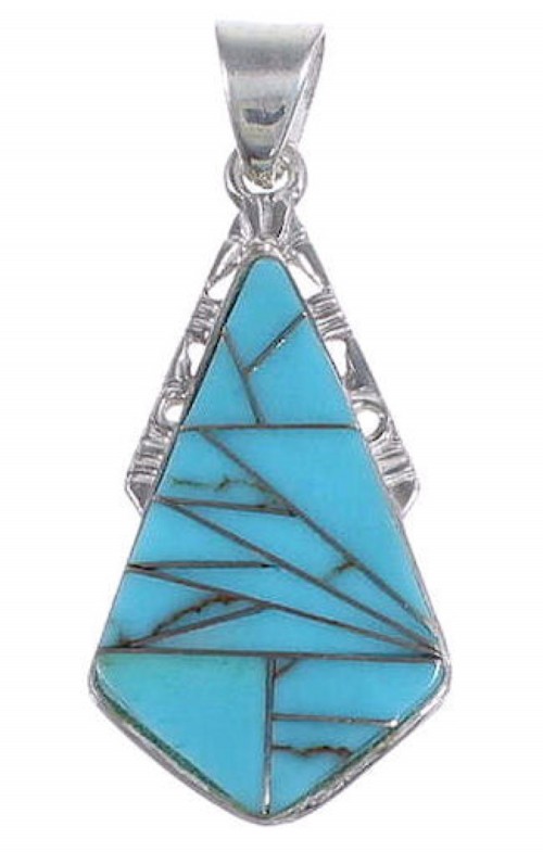 Sterling Silver And Turquoise Inlay Pendant DS51874 