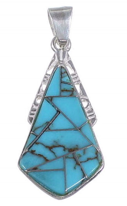 Turquoise Inlay And Sterling Silver Pendant Jewelry DS51876
