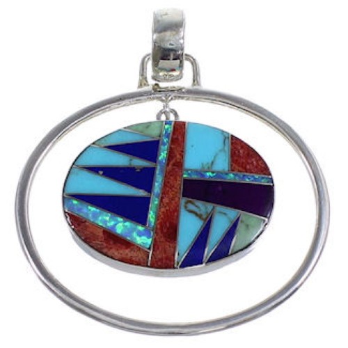 Multicolor Inlay And Sterling Silver Pendant DS53842