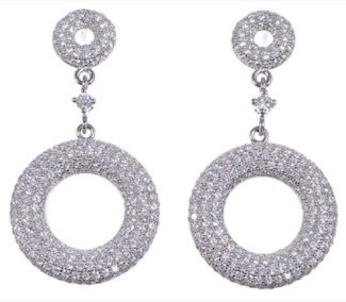 Sterling Silver And Cubic Zirconia Post Dangle Earrings DS55177