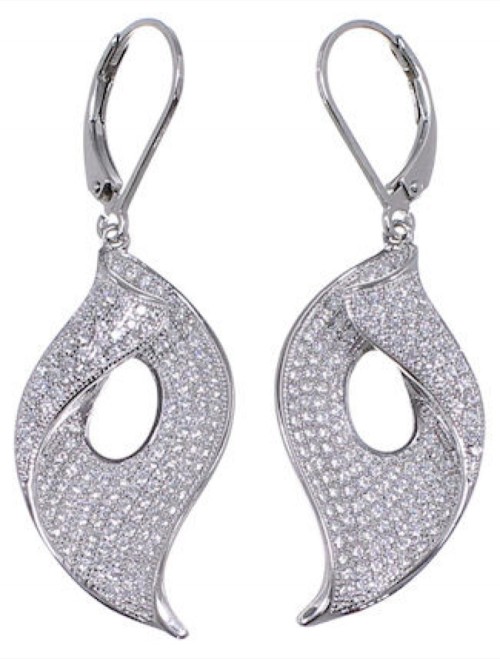 Sterling Silver Cubic Zirconia Hook Dangle Earrings DS55210